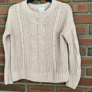 Hippie rose pink cable knit small excellent condition squish cozy chic fabric